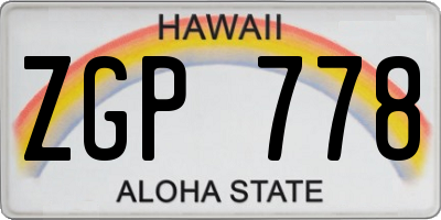 HI license plate ZGP778