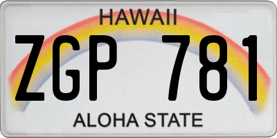 HI license plate ZGP781