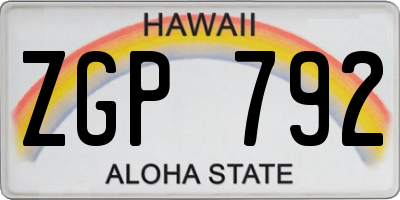 HI license plate ZGP792