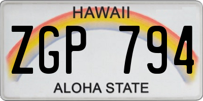 HI license plate ZGP794