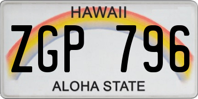HI license plate ZGP796