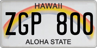 HI license plate ZGP800