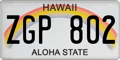 HI license plate ZGP802