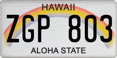 HI license plate ZGP803