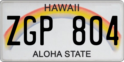 HI license plate ZGP804