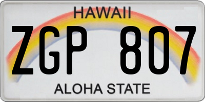HI license plate ZGP807