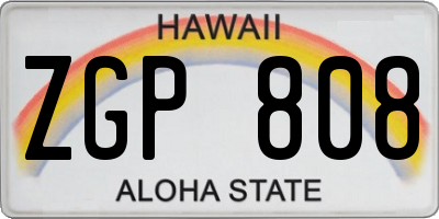 HI license plate ZGP808