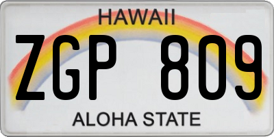 HI license plate ZGP809