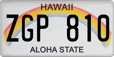 HI license plate ZGP810