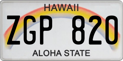 HI license plate ZGP820