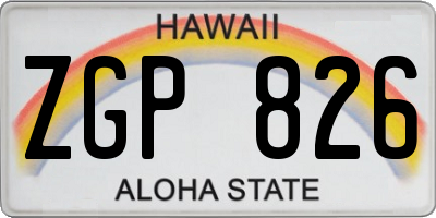HI license plate ZGP826