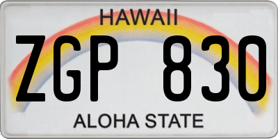 HI license plate ZGP830