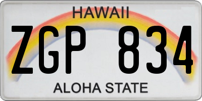 HI license plate ZGP834