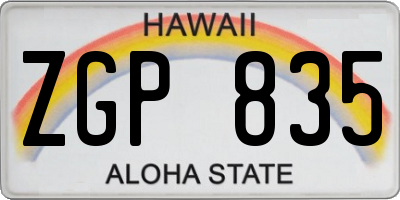 HI license plate ZGP835