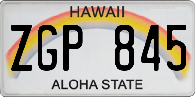 HI license plate ZGP845