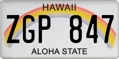 HI license plate ZGP847