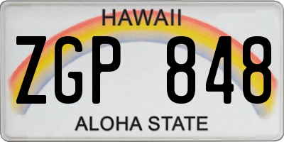 HI license plate ZGP848