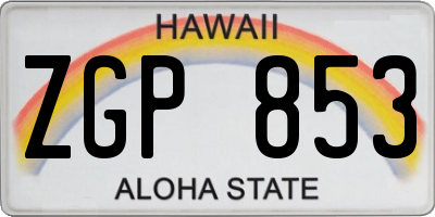HI license plate ZGP853