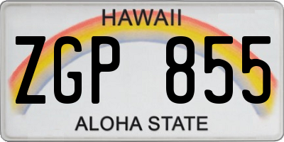 HI license plate ZGP855
