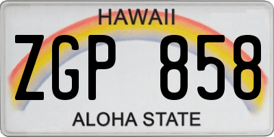 HI license plate ZGP858