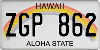 HI license plate ZGP862