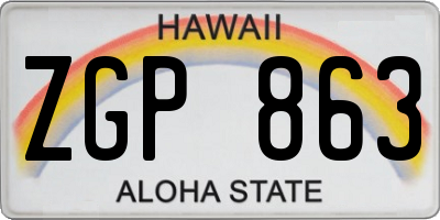 HI license plate ZGP863