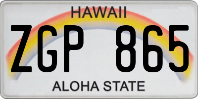 HI license plate ZGP865