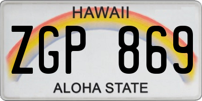 HI license plate ZGP869