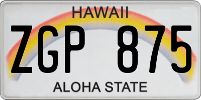 HI license plate ZGP875