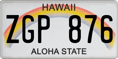HI license plate ZGP876