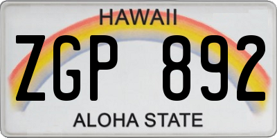 HI license plate ZGP892
