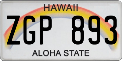 HI license plate ZGP893
