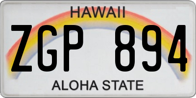 HI license plate ZGP894