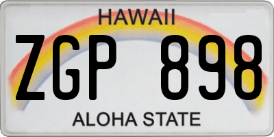 HI license plate ZGP898