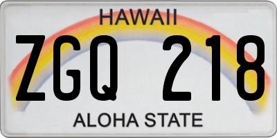 HI license plate ZGQ218