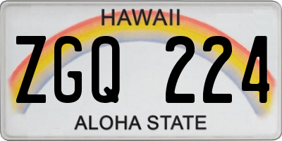HI license plate ZGQ224