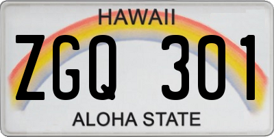 HI license plate ZGQ301