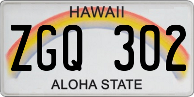HI license plate ZGQ302