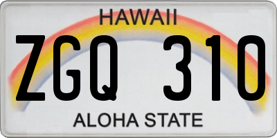HI license plate ZGQ310