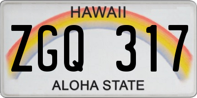 HI license plate ZGQ317