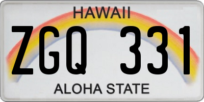 HI license plate ZGQ331
