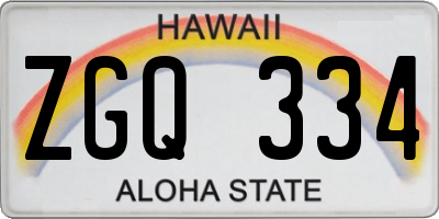 HI license plate ZGQ334