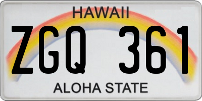 HI license plate ZGQ361