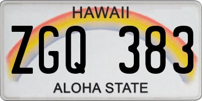 HI license plate ZGQ383