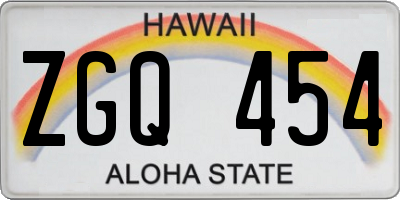 HI license plate ZGQ454