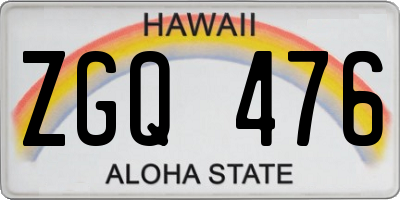 HI license plate ZGQ476