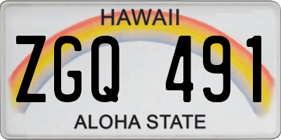 HI license plate ZGQ491