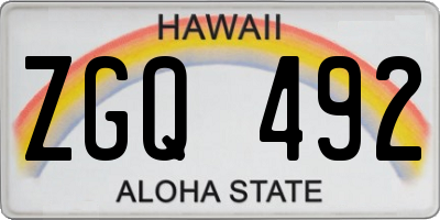 HI license plate ZGQ492