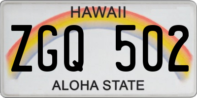 HI license plate ZGQ502