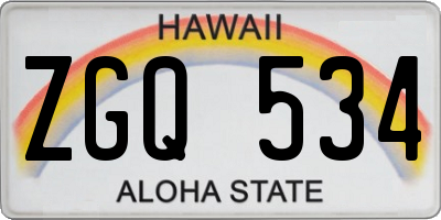 HI license plate ZGQ534